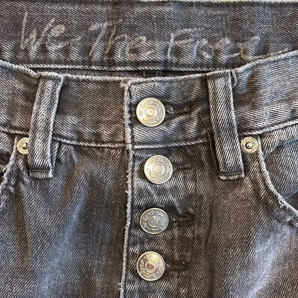 We The Free Black Button Fly High Rise Distressed Raw Hem Jeans Siz 24